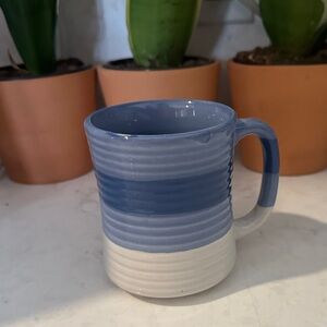 3/$10 Blue and White Ceramic Stripe Mug - Unbranded
